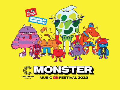 MMF22: Monster Music Festival 2022 branding cartoon character concert design graffiti illustration logo music festival