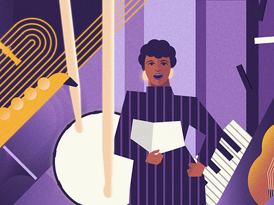 Verve Records - Ella Fitzgerald Spotify Art animation art deco bass beats character drums drumsticks ella fitzgerald jazz loop motion music piano purple saxophone simple singing spotify vintage yellow