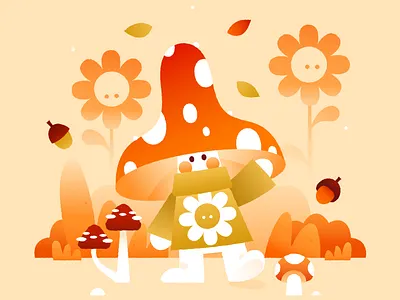 Mushroom Man cozy cute digital art digital illustration fall fungi illustration kids illustration leaves mushroom sweater vector vector illustration