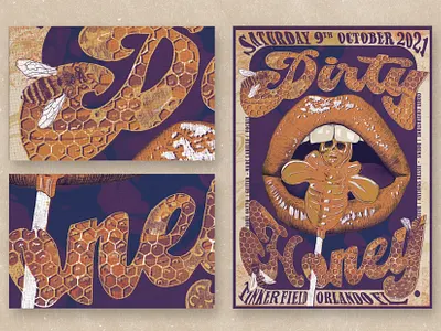 Illustrated Band Poster - Dirty Honey book cover design concert poster event poster flyer design gig poster design graphic design hand drawn illustration poster design