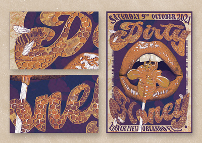 Illustrated Band Poster - Dirty Honey book cover design concert poster event poster flyer design gig poster design graphic design hand drawn illustration poster design