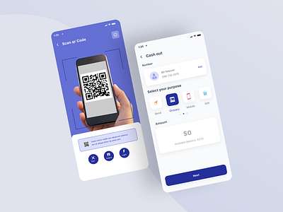 Digital Wallet - Cash out UI Design app design cash out design ui kit digital wallet fintech ui ux design mobile app design scan qr code ui ui design template ui kit