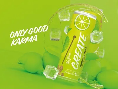 Karma Create branding can design graphic design lime packaging product design soda can