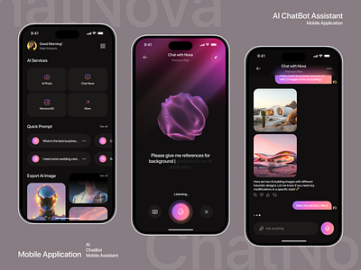 ChatNova - AI Artificial Intelligence Voice Command Mobile App ai ai voice android artificial intelligence assistant chat bot chat gpt company design ios app design machine learning mind journey mobile app design mobile application product service startup tech technology ui ux design