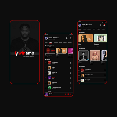 winamp mobile music app app design mobile app music ui ux winamp