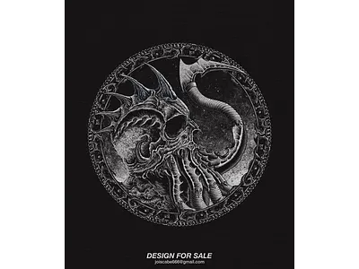 Skullhu cover artwork dark art death metal design illustration skull art t shirt design