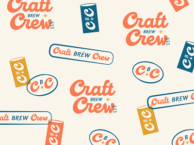 Craft Brew Crew art beer branding illustration local logo pattern retro wordmark