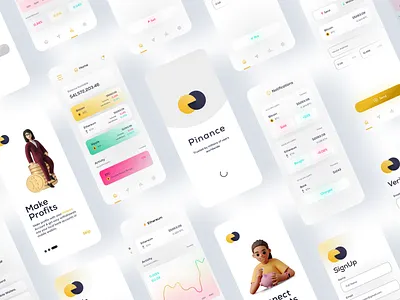 Pinance — A Crypto Trading Mobile App UI UX Design — Light Mode adobe xd app design crypto app crypto currency crypto trading currency app currency trading figma fiverr freelance light mode mobile app remote trading app ui ui design uiux upwork ux ux design