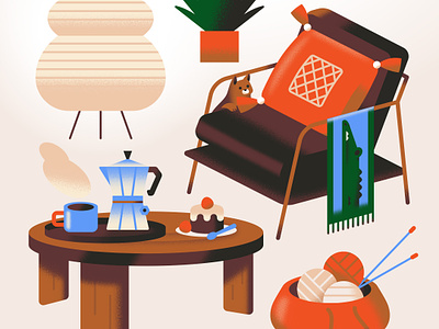 Build a Home animated animation clean coffee cute flat furniture gif gradient home house illustration lamp living room looping minimal modern sofa texture vector