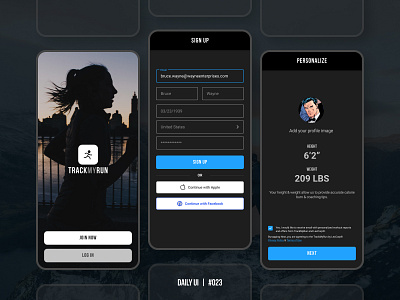 Daily UI 023 batman daily ui 023 dailyui design figma fitness onboarding product product design running tracker ui ux workout