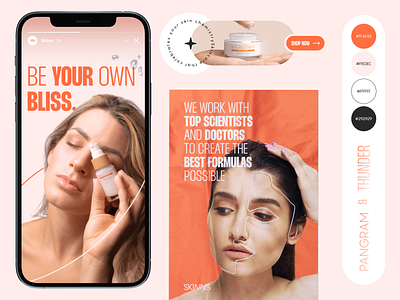 Skincare branding - SKINNS beauty branding colors cream design face fonts health illustration logo skin skincare story ui ui ux ui design uidesign uiux vector woman