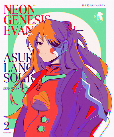 Asuka abstract anime evangelion illustration ipad pro poster texture