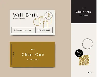 Chair One Creations branding business card charcuterie cutting board design identity logo serving board woodworking
