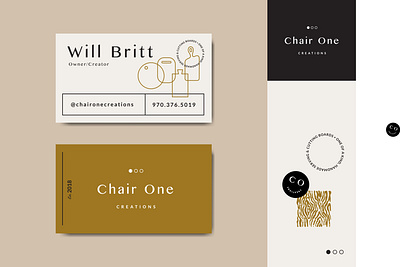 Chair One Creations branding business card charcuterie cutting board design identity logo serving board woodworking