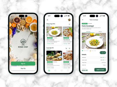 Rome Chef - Italian Food Delivery App Concept app cooking cuisine delivery design dinner eating food italian food lunch mobile app recipe ui ux