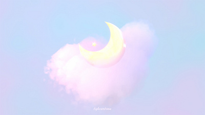 moon, star, and pink fluffy clouds 3d b3d blender cartoon clouds cute dreams fluffy girly kawaii mesh moon pastel sky star sweet volumetric