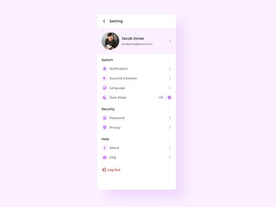 User Setting daily007 dailyui design mobile setting ui user