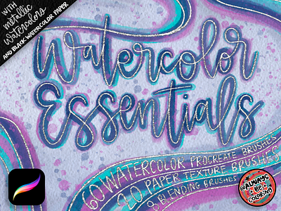 Watercolor Essentials Procreate Brush Set alwaysbecoloring design graphic design illustration painting procreate typography watercolor