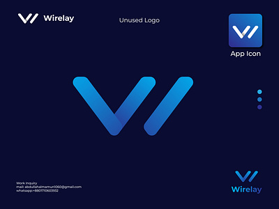 Wirelay logo Concept, W letter logo Concept 3d a b c d e f g h i j k l m n o p app icon branding business logo creative logo design graphic design icon identity illustration letter w lettermark logo logo inspirations modern logo professional logo vector w w letter logo