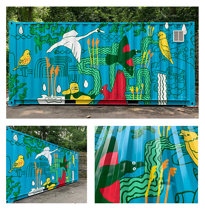 "To the Birds" Mural birds design graphic design illustration mural nyc shipping container