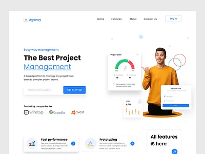 Project Management landing web UI activity agency design clean graphic design interface landing page management agency office project management saas landing page task manage task management ui ui design uiux ux design web design website design