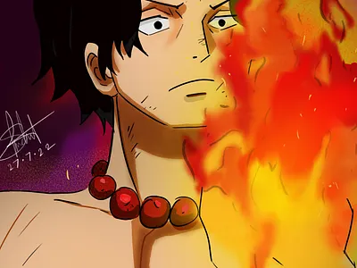 Fire Fist Ace animation anime artist color concept design digital dra graphic design illustration logo