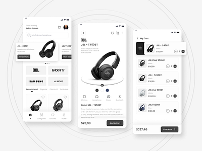 HPS Store Mobile Apps black cart graphic design headphone mobile app concept mobile design mobile ui store ui ui design ux
