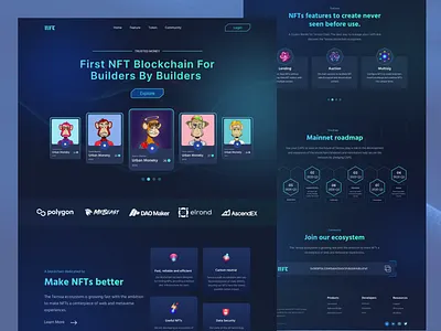 NFT Landing Page Design bitcoin blockchain crypto cryptocurrency design graphic design illustration landing page metaverse nfts nftwebsite stellar blockchain ui user experience ux web website website design
