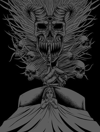 Nightmare branding concept art dark illustration darkart design ghost art graphic design handdrawn horror art illustration illustrator nightmare scary skull art style t shirt