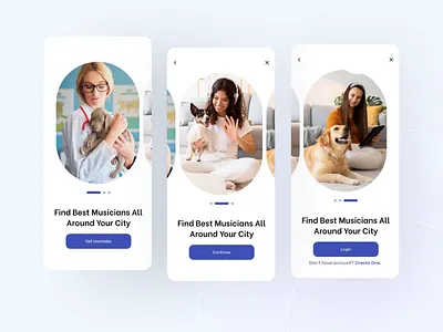 Pet Care Mobile App - Before Login Screen. 3d animation app branding cat care dog mobile app motion graphics pet pet care petcare app ui