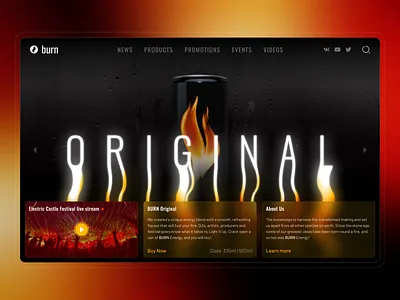 BURN Energy Drink beverages branding burn colorful dark design drink ecommerce energy energy drink homepage landing page minimal product shop showcase ui ux web website