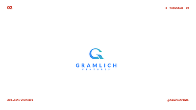 GRAMLICH VENTURES. blue bold brand identity branding creative design golden ratio gradient graphic design logo logo design logo maker logotype minimal minimalist negative space simple turquois typography