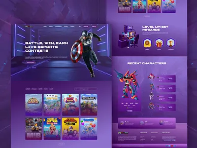 Game Landing Page UI Design 3d animation branding design game ui game ui design graphic design hero shot home page illustration logo motion graphics ui ui design uiux design
