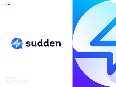 Sudden Chat App Logo Design | Online Messaging Logo Concept 3d logo a b c d e f g h i j k l m n abstract logo brand identity branding chat icon chatting consulting dating logo flash gradient logo icon logo logo design logo designer logotype messenger logo modern logo o p q r s t u v w x y z s logo