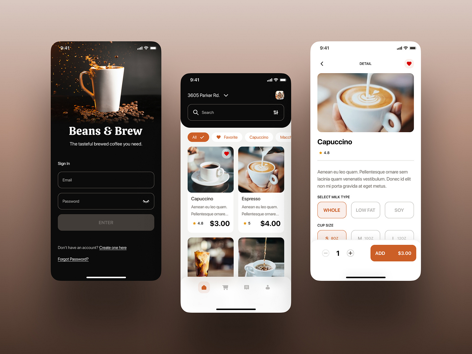 Beans & Brew coffee app by Rafael De Guglielmo on Dribbble