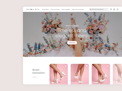 Design for Charlotte Mills on Shopify bridal carousel concept cta ecommerce figma hero pink shopify shopify theme template ui ui design uiux ux design website wedding wishlist