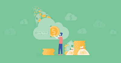 Cloud infrastructure costs (article Illustration) branding cloud design illustration infrastructure software development vector web design