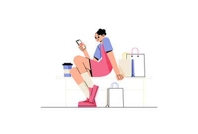 Shopping 2d 3d animation buy character design clothes coffee coffee shop curly girl groceries holiday mall money shopping spending money store taxy walk weekend