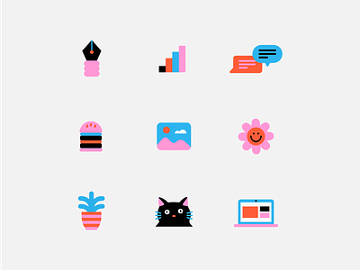 Rikki Janae - Icon Set brand identity branding character design cute graphic design icon icon system iconset illustration logo tech company ui vector