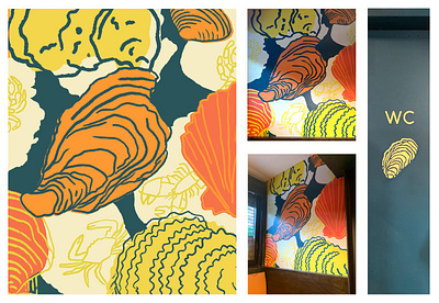 Ostrica Mural design illustration mural shells typography