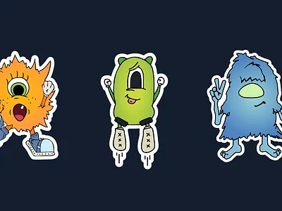 Baby Monsters sticker set illustration sticker vector