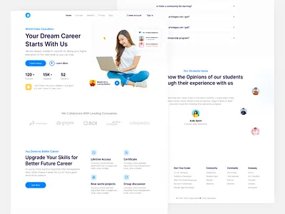 Education Landing Page blue clean course design education minimalist modern design online course ui ui design web design