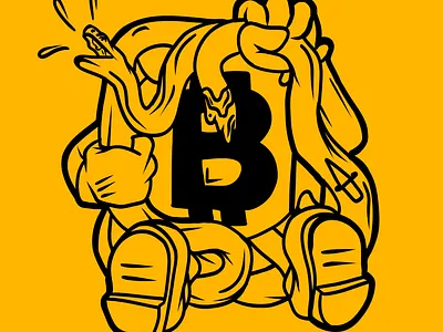 Decentralized. bitcoin blackyellow crypto illustration illustrator simple snake yellow
