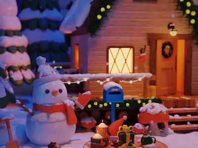 christmas cabin！ 3d blender illustration