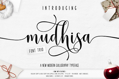 Font Mudhisa Script - 4 Version invitation retro script wedding