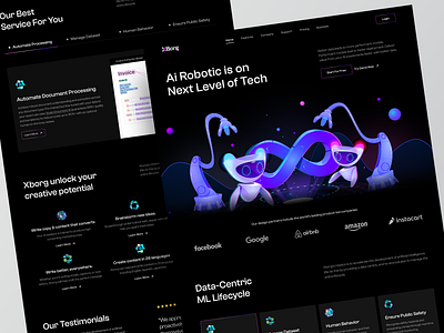 Xborg - AI Website Landing Page ai ai robot ai web animation artificial inteligence branding logo machine learning robotics tech technology ui uidesign uiux web design website websitedesign