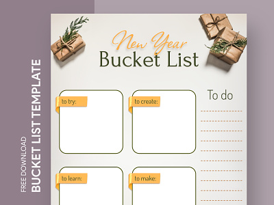 New Year Bucket List Free Google Docs Template bucket bucketlist checklist christmas docs document goals google list print printing template templates todolist wish wishlist xmas