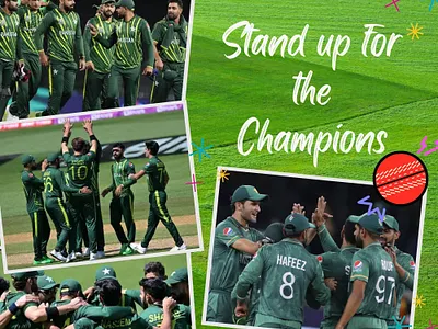 Stand up for the Champions cricket design graphic design green team icon logo pakistan pakistan cricket web