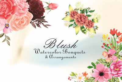 Watercolor Floral Bouquet Clipart floral borders flower border flower bouquets flower bunches geometric frames invitation background painted floral painted flowers watercolor bouquet watercolor clipart watercolour floral wedding flowers