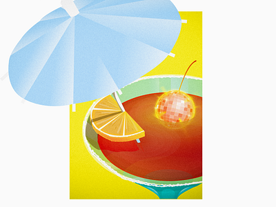 Summer Cocktail Party alcoholdrinks citrusdrink cocktail cocktailglass design discoball grain graphic design illustration illustration art orange party reddrink summer summerparty sunny umbrella vector